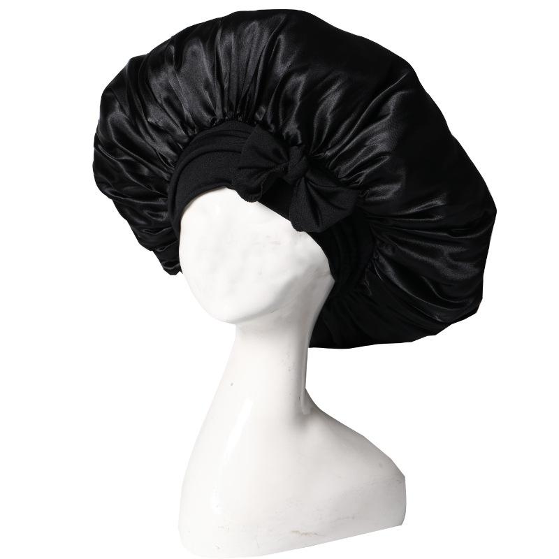 Satin Bonnet Silk Bonnet Adjustable Bonne For Sleeping Hair Bonnet With Tie Band Bonnets For Women Night Shower Cap
