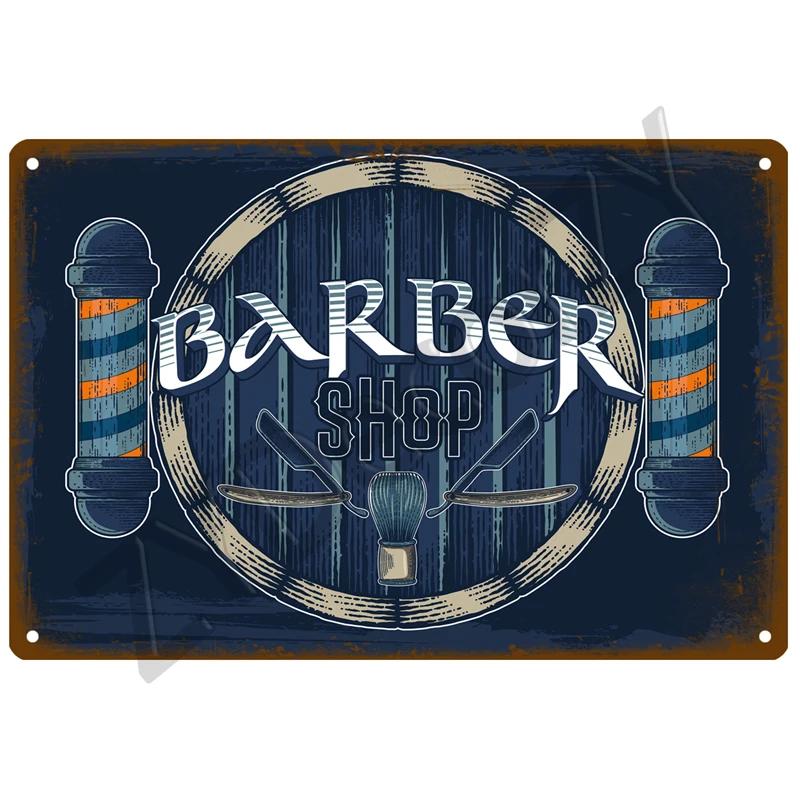 Barber Shop Plaque Metal Sign Vintage For Door Tin Sign Home Interior Paintings Mancave Wall Posters Room Decoration Decor Art