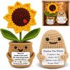 Positiver Kartoffel-Sonnenblumen-Topf, Häkel-Geschenke für neuen Job als emotionale Unterstützung für Frauen, Süße Sachen Glücksbringer-Geschenke für Sie Ihn
