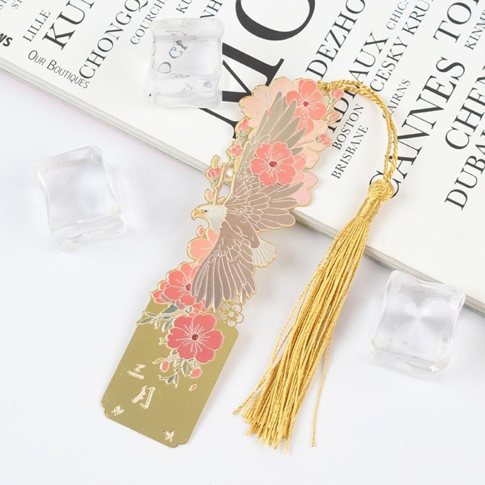 Hollow Metal Plants Bookmark Exquisite Rectangular Reading Stationery Oil Painting Style Flower & Birds Reading Book Tools