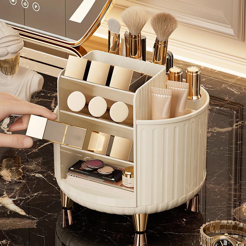 360° Rotating Makeup Organizer,Dustproof Vanity Organizer for Brush Lipstick Skincare, Bathroom Countertop Makeup Holder