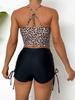 Printed Flower Tankini Set Girl Swimwear Strap Vest Bra Female Flower Shorts Bikini Drawstring Women Beachwear Set