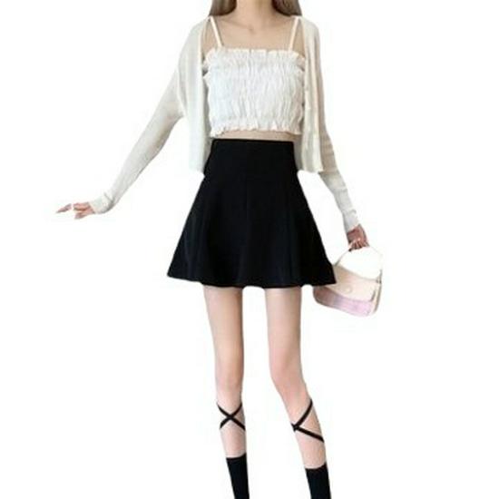 2026 Summer Women's High Waist Plus Size Anti-Exposure A-Line Black Bodycon Skirt