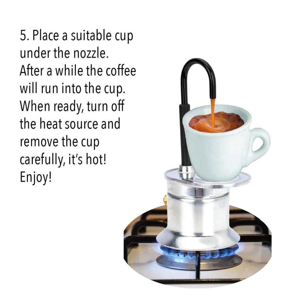 Single Tube Moka Pot 1 Cup 50ML Aluminum Alloy Spout Stovetop Italian Coffee Maker for Outdoor Parties Travel
