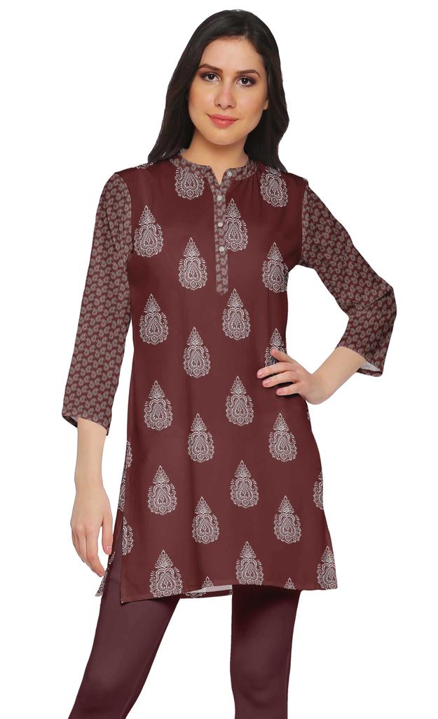 Moomaya Printed Side Slit Short Kurta Tunic For Women Summer Wear Ladies