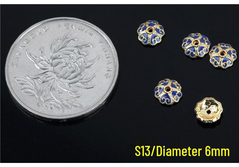 Copper Enamel Flower Beads for DIY Jewelry - 6mm