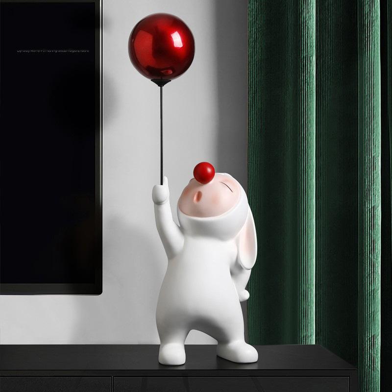 Modern Cute Balloon Rabbit Resin Ornaments, Home Decor Crafts, Office Desk Figurines, Bookcase Sculpture Craft
