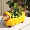 Hars Dashond Bloempot, Decoratieve Kleine Plantenbak met Afvoergaatje, Schattige Puppy Bloempot voor Succulenten Kleine Binnenplanten