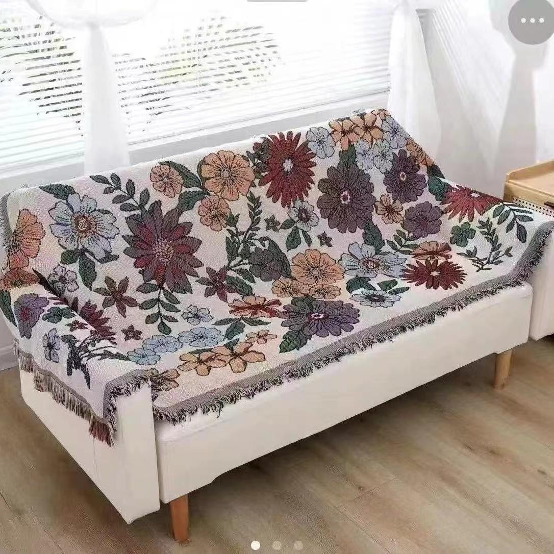 Ретро многофункциональное нитевое одеяло полотенце для дивана 90*180 жаккардовое марлевое — фото 9