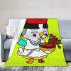 Warm Soft Buldak Ramen Chicken Throw Blanket Flannel Bedspread for Couch Chair Sofa Bed Cover Decorative Home Living
