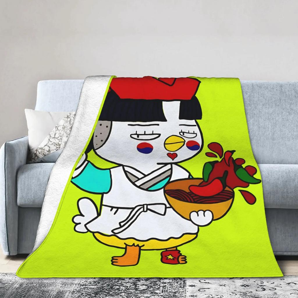 Buldak Hot Chicken Flavor Ramen Plush Flannel Throw Blanket for Kids and Adults Soft Warm Custom Quality Bedspread for Outdoor I