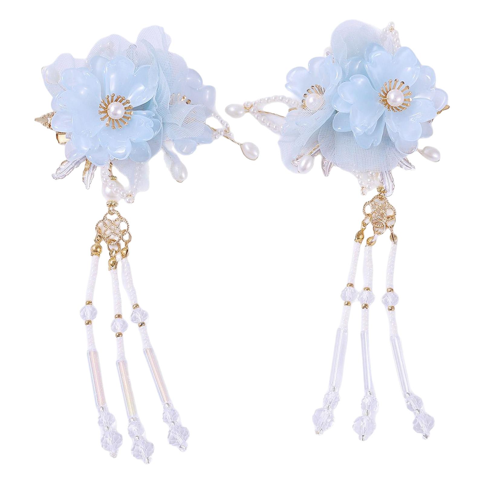 Light Luxury Jewelry Hair Clips For Women Vintage Chinese Style Flower Pearl Tassel Duckbill Clips Girls Trendy Hair Accessories
