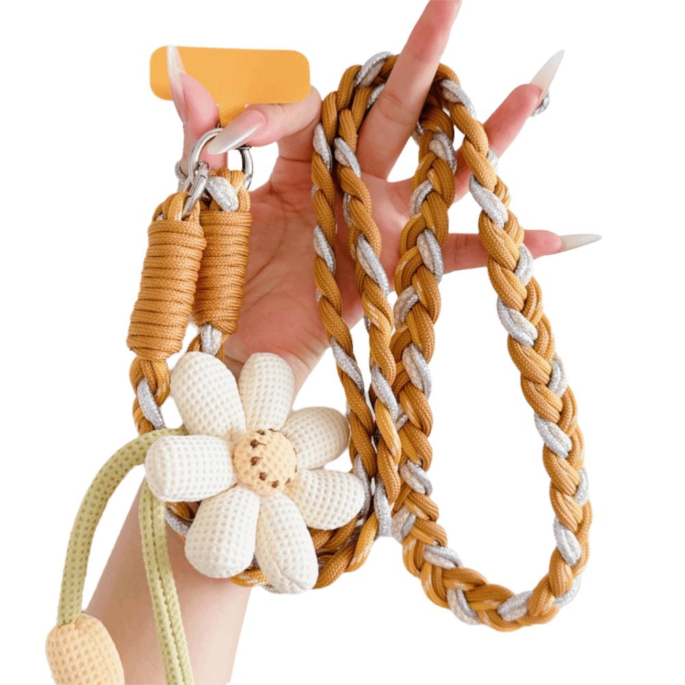 Detachable Flowers Phone Lanyard Phone Charm Crossbody Lanyard Phone Woven Chain  Women Girls