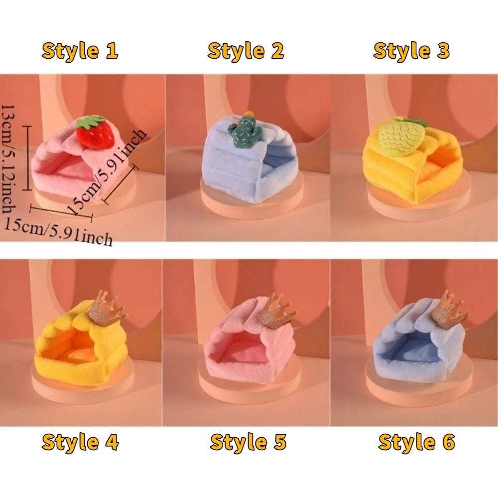Warm Hamster Cotton Nest Thickened Cartoon Small Pet Sleeping House Strawberry Design Windproof Animal Rest Shelter