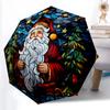 1pc Sturdy 8-Bone Auto Umbrella, Santa Claus Umbrella, Digital Printed, Foldable Umbrella for On-the-Go Outdoor Use