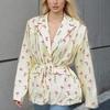 Women S V Neck Belted Loose Fit Blazer Coat Casual Style