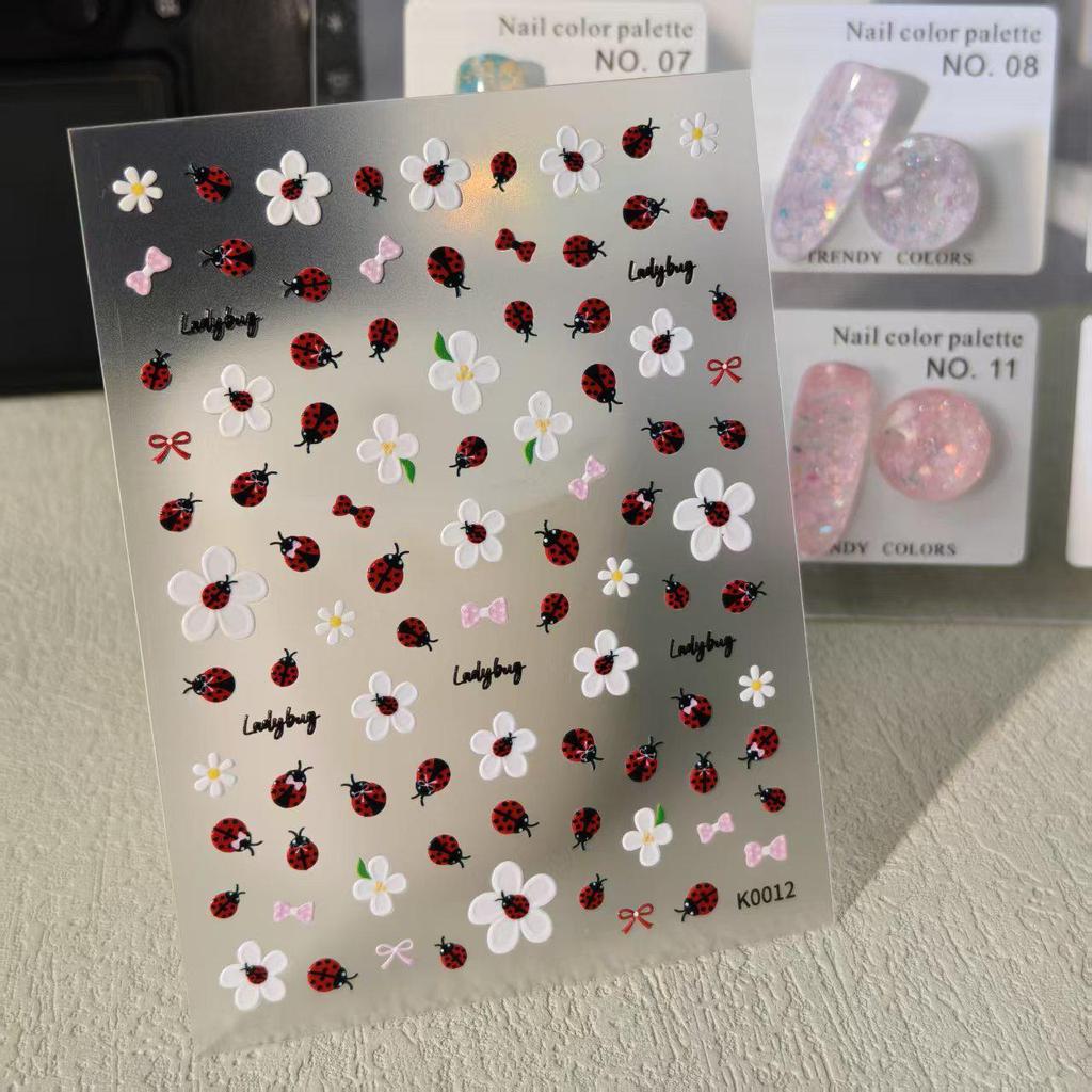 3D Embossed Ladybug Nail Art & DIY Stickers for Phone Cases and Pen Holders