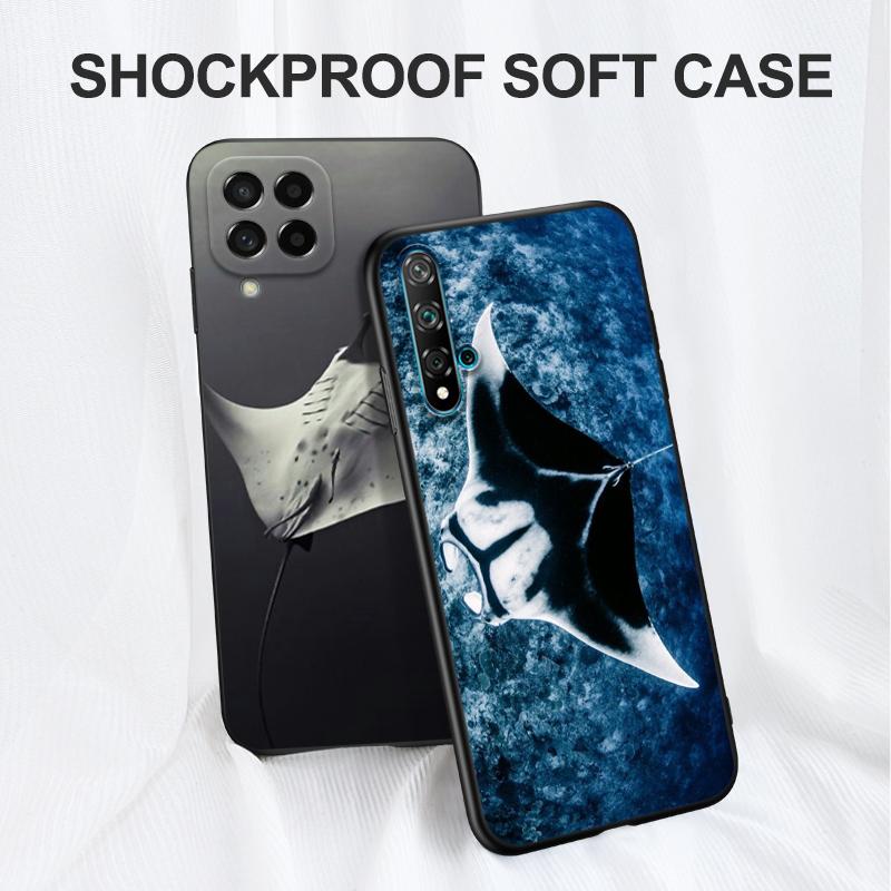 Black Tpu Case For Huawei Honor 20 Lite 10 10i 20S 30S 30 7A 5.45 7s 7C 5.7 Cover Animal Manta Ray