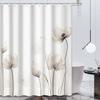1pcs White Gray Simple Hand Painted Floral Print Shower Curtain for Hotel, Apartment Bathroom, Tapestry Wall Hanging Decoration