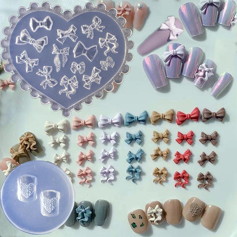 1 ks Silikonová forma na nehtové umění Stuha Mašle Tvar dárku 3D Šablony Šablony DIY Šperky Kawaii Doplňky Manikúra Dekorace Potřeby