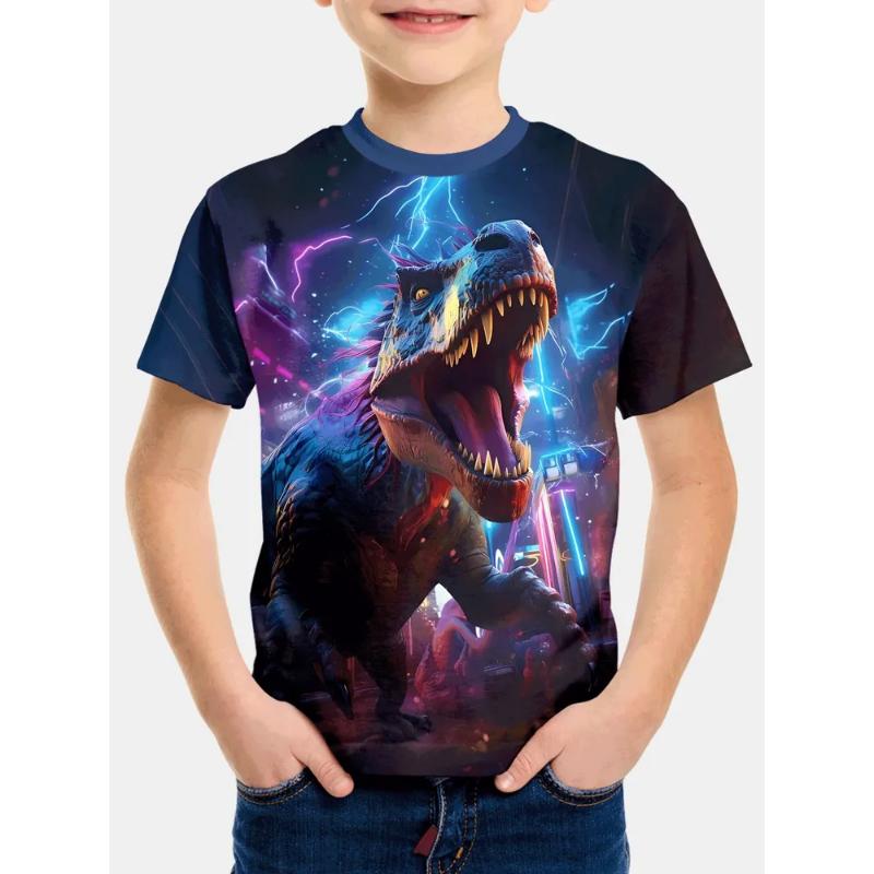 Mode Herren Kinder Kleidung Rundhals Kurzarm 3D Lässig Farbdruck Lässiges Kurzarm Rundhals T-Shirt