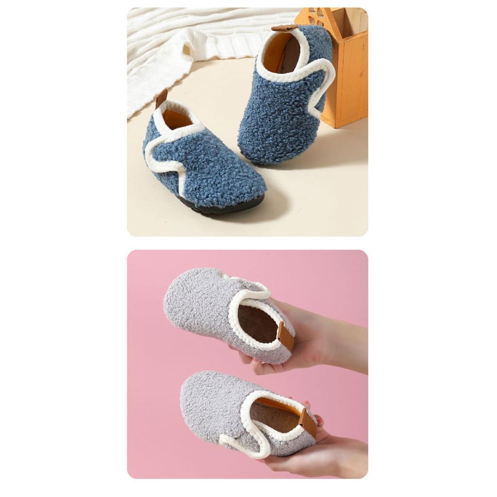 Autumn and Winter Children's Indoor Velvet Floor Socks Shoes Anti Slip Sole Early Education Walking Baby Shoes Home Cotton Shoes Home Cold Proof