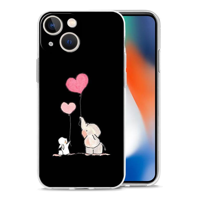 Phone Case For iPhone 15 14 13 12 Mini 11 Pro Max XS X XR 7 8 Plus Clear Shockproof Silicone TPU Cover Couple Style Cartoon