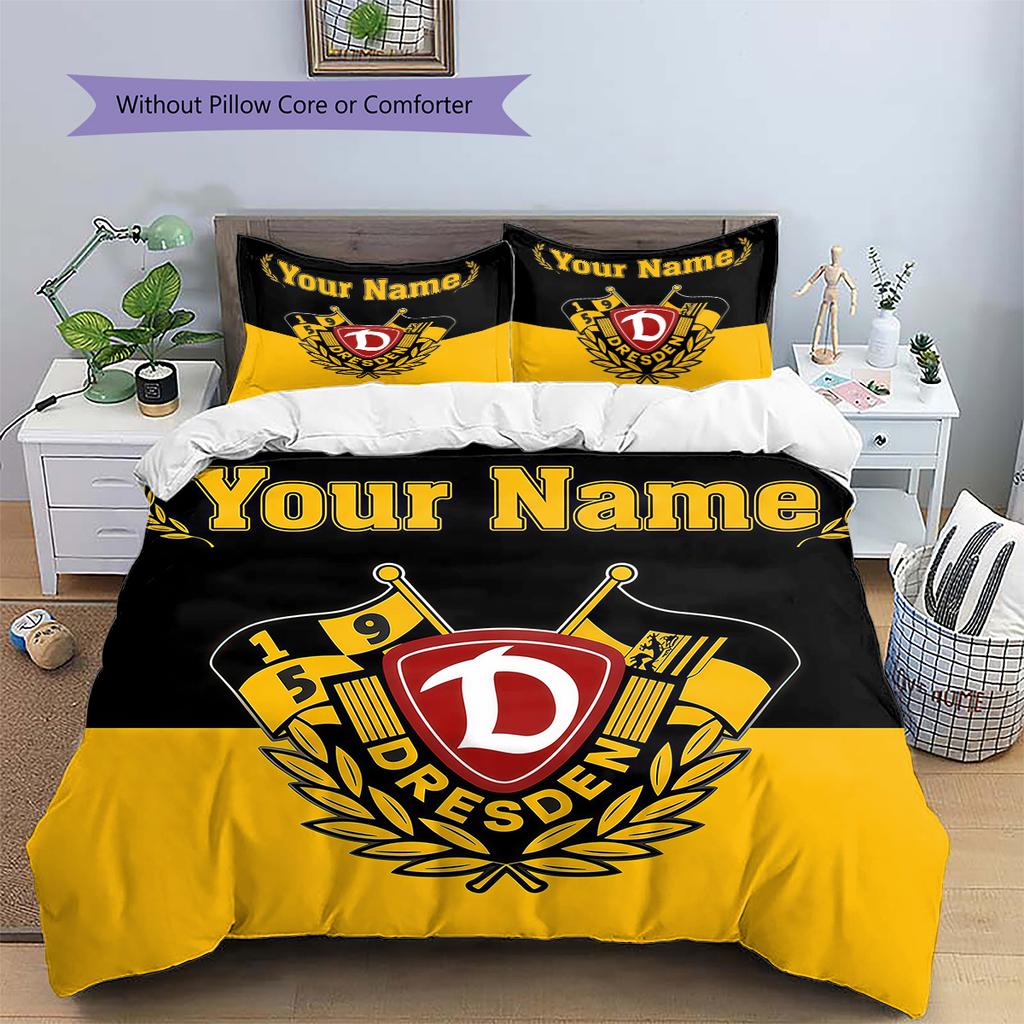 Custom Name Dresden Crest Bedding,Quilt Set Quilt Cover Pillowcase Home Birthday Gift (1 * Duvet Cover + 2 * Pillowcase, Without Core)