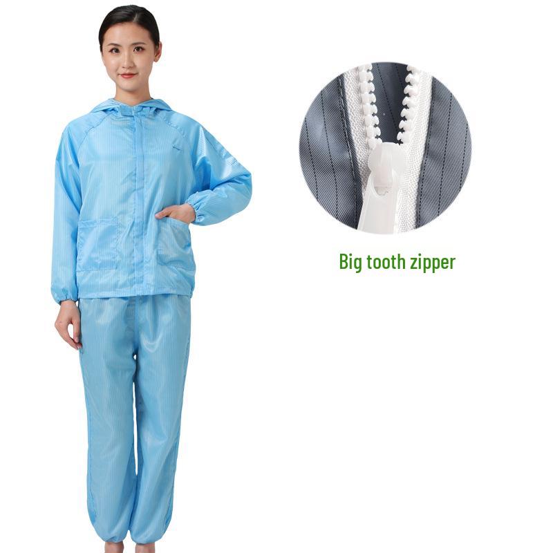 Costum antistatic cu glugă, rezistent la praf, pentru camere curate și ateliere