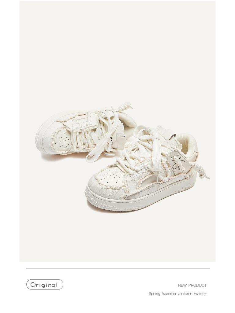 Aesthetic Series Thick-Soled Height-Increasing Sneakers - Trendy Unisex White Shoes