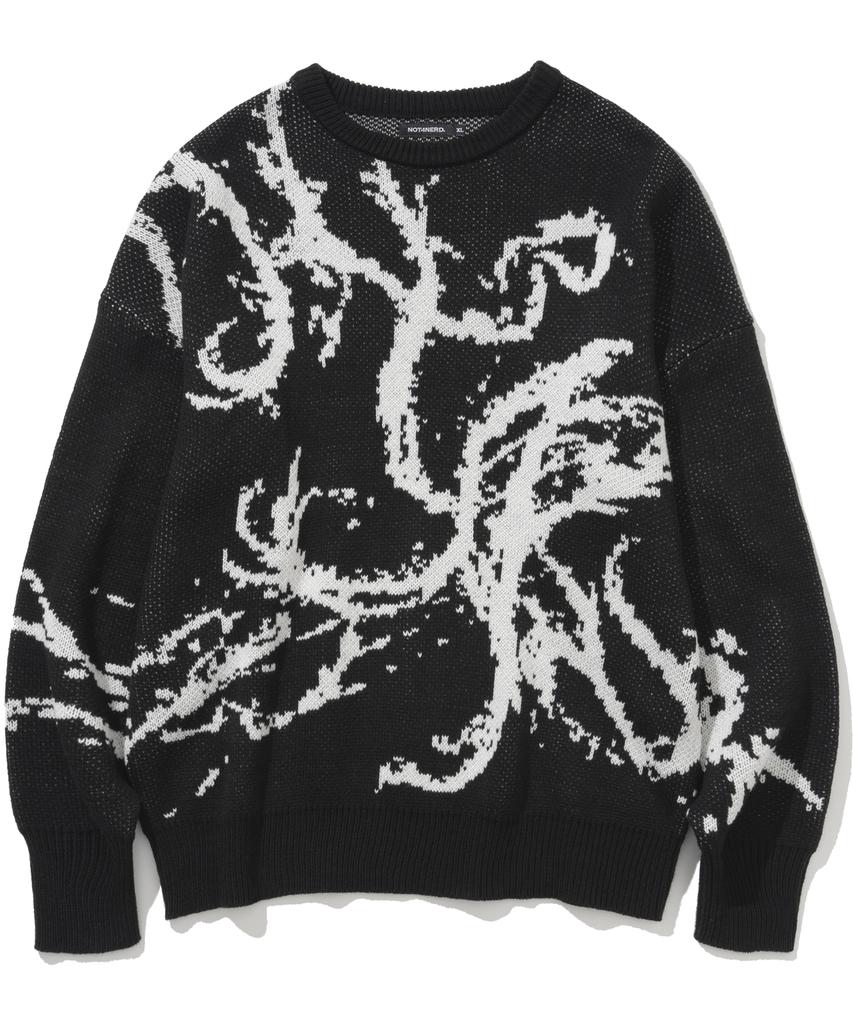 NOT4NERD Splashed Jacquard Knit Sweater - Black