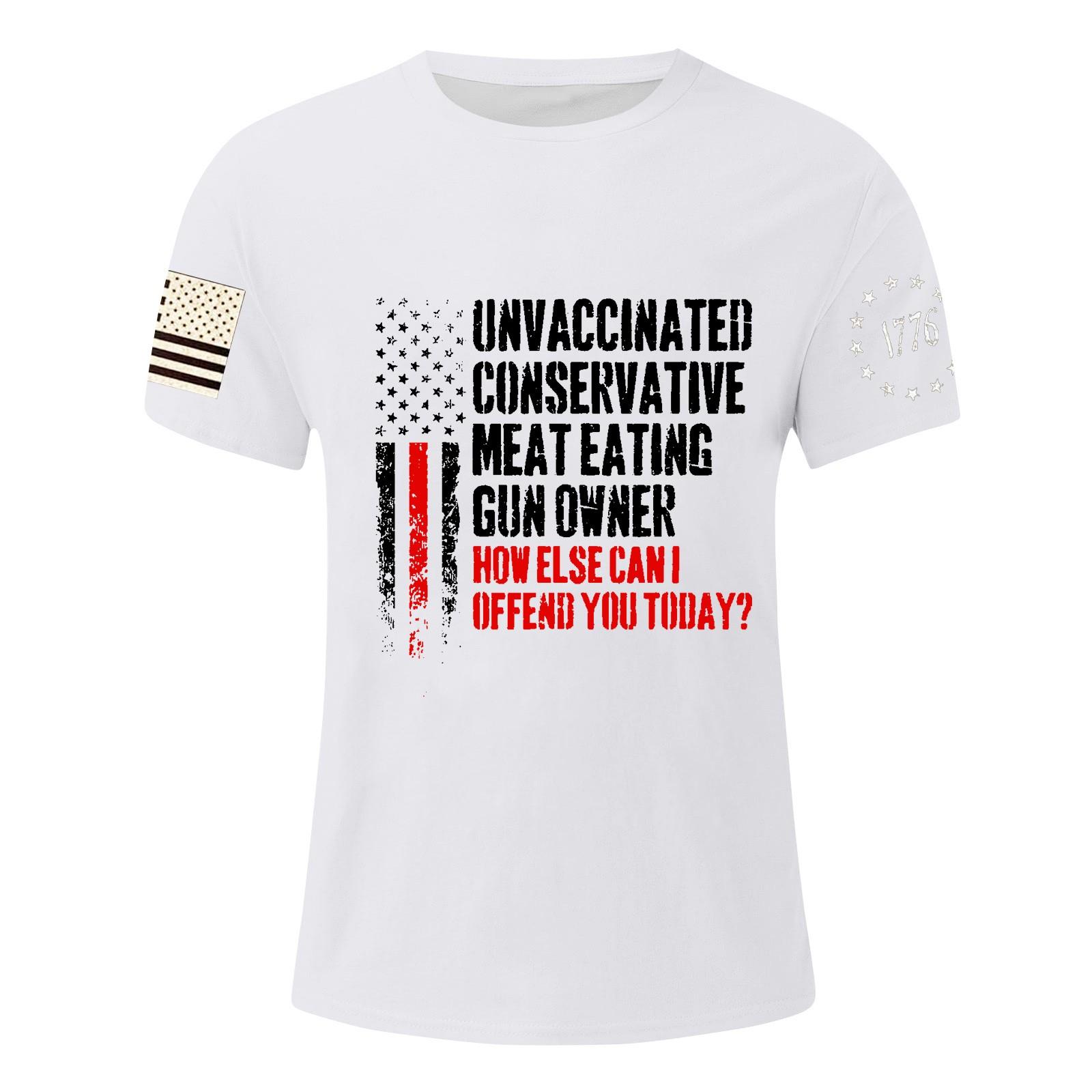 

Мужская футболка с принтом ко Дню независимости, мужской свободный повседневный топ с короткими рукавами XL белый