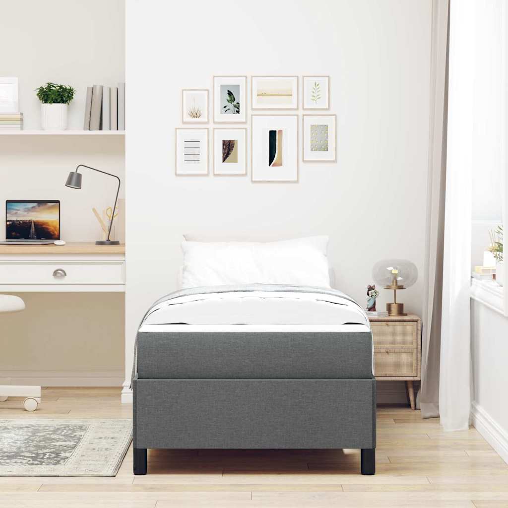 Box Spring Bed with Mattress Dark Gray 90 x 190 cm Fabric