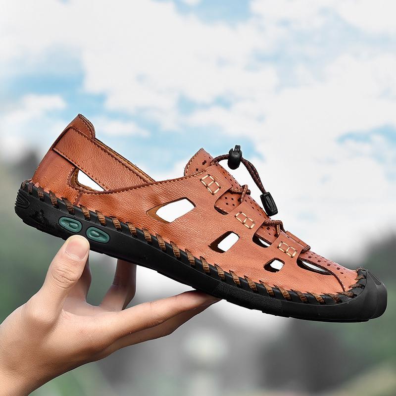 38-48 Summer Men's Plus Size Lightweight and Fashionable Casual Leather Sandals Breathable Beach Shoes