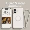 Luxury Original Liquid Silicone Ring Holder Case For iPhone17 16 15 14 Plus 13 12 Mini 11 Pro X XR XS Max With Strap Soft Cover