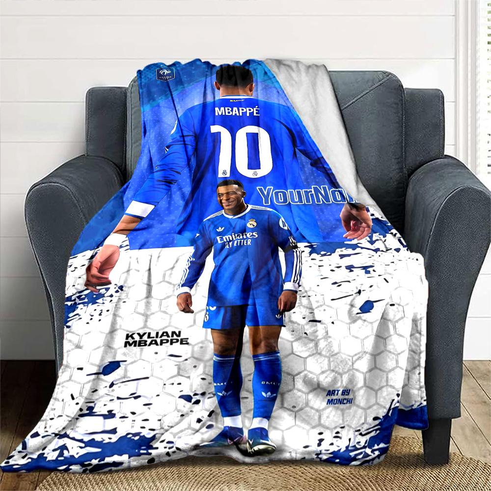 Mbappe Customize Your Name Blanket Multi-purpose Personalized Blanket Durable Comfort Great for Office Chair Living Room Home Decor Chair