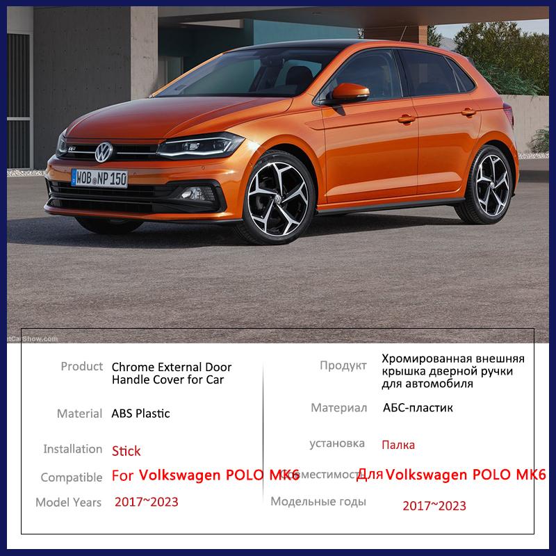 for Volkswagen VW POLO MK6 AW 2017~ Gloss Black Smart Door Handle Cover Protective Style Stickers Trim Car Accessories Parts