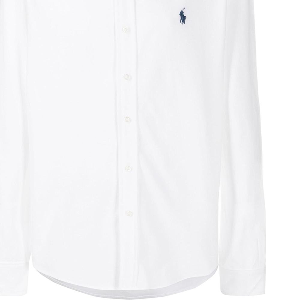 Polo Ralph Lauren SS23 Solid Color Logo Embroidered Button-Down Long Sleeve Shirt Men Shirts White 710899386-001