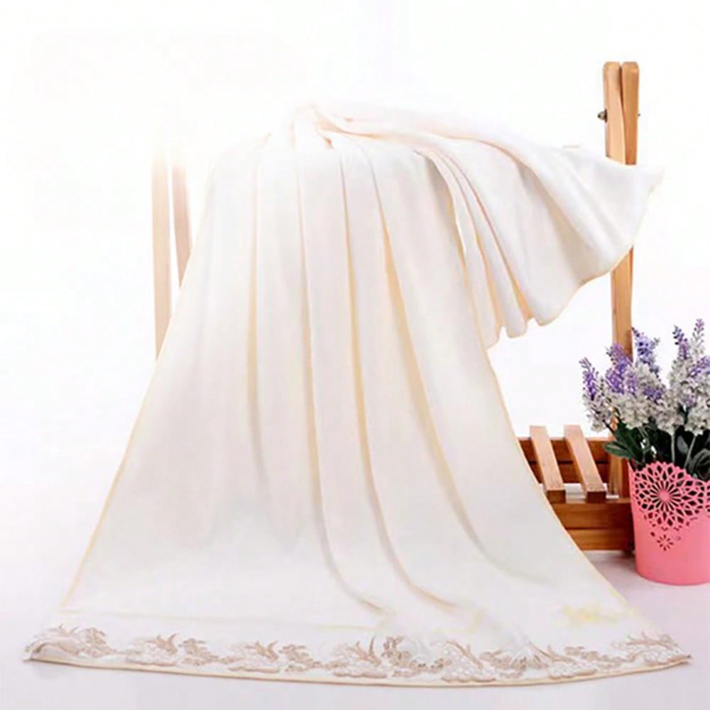 Conjunto de 3 peças de luxo com borda de renda, toalhas de fibra superfina - ultramacia, secagem rápida, sem desbotamento, toalha de banho de tecido misto, lavável à máquina