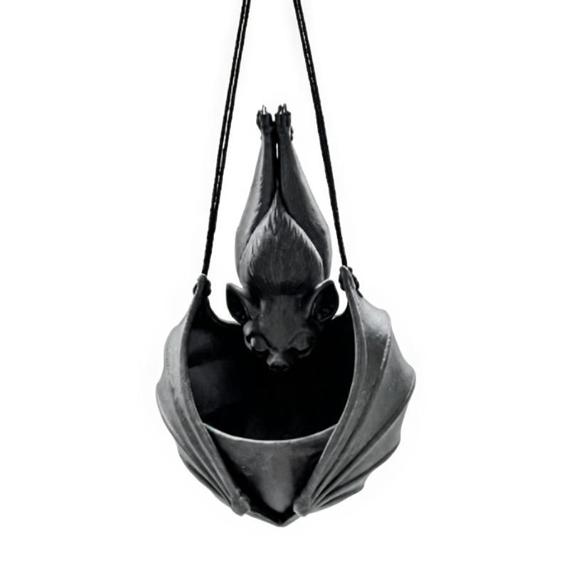 Bat Flower Pot With Hanging Cord, Bat Shape Plant Holder for Small Foliage and Trailing Foliage, Indoor Porch or Balcony Home Accent for Room Use