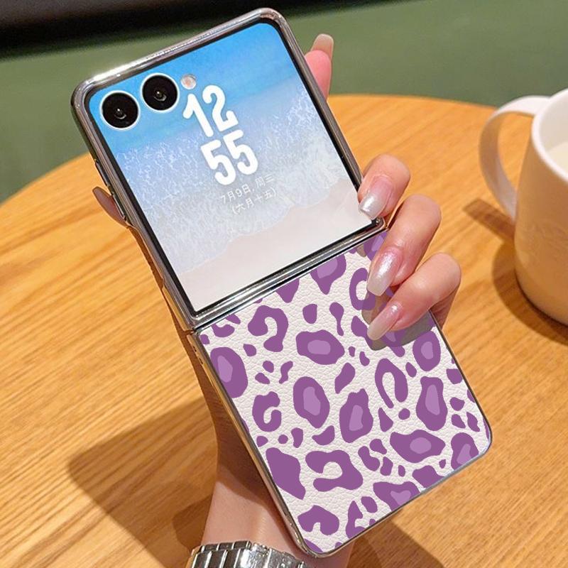 

Leopard Print Pattern Case For Samsung Z Fold 7 6 5 Luxury Hybrid 3in1 Leather Skin Plating Folding Phone Cover For Samsung Z Fold7 Fold6 Fold5 Samsung Z Flip5