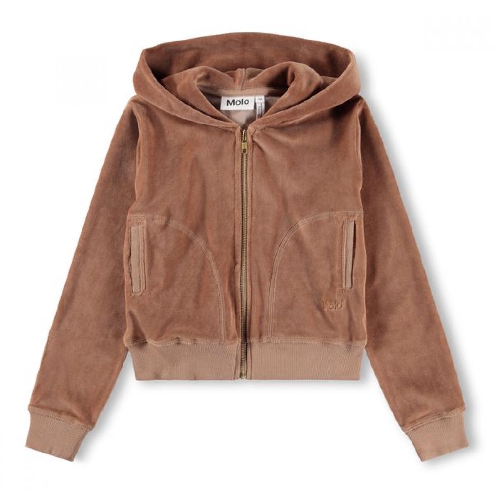 Molo [26ss] 9 14 Years Mila Brown Velour Zip Up Hoodie (140/9-10 years old)