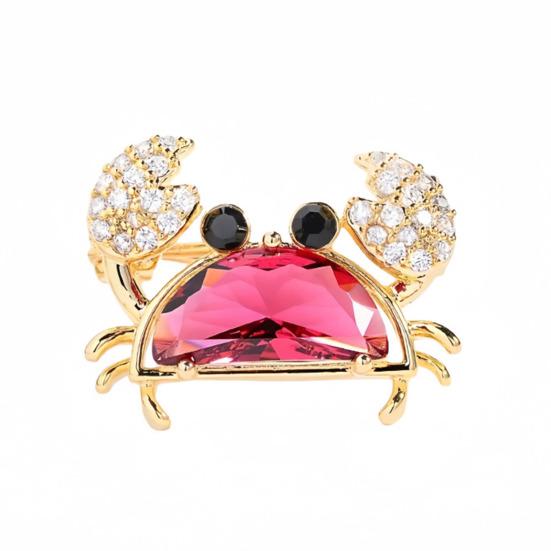 

Women Brooch Sparkling Rhinestones Blue Shell Small Crab Shape Lapel Pin Suits Coats Bags Scarves Badge Versatile червоний