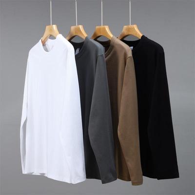 Zirunking 2024 Sommer Herbst Langarm Lose Kausal Unisex Tops 100% Baumwolle T-shirts Solide Multi Farben Langarm Street Tees HM260C