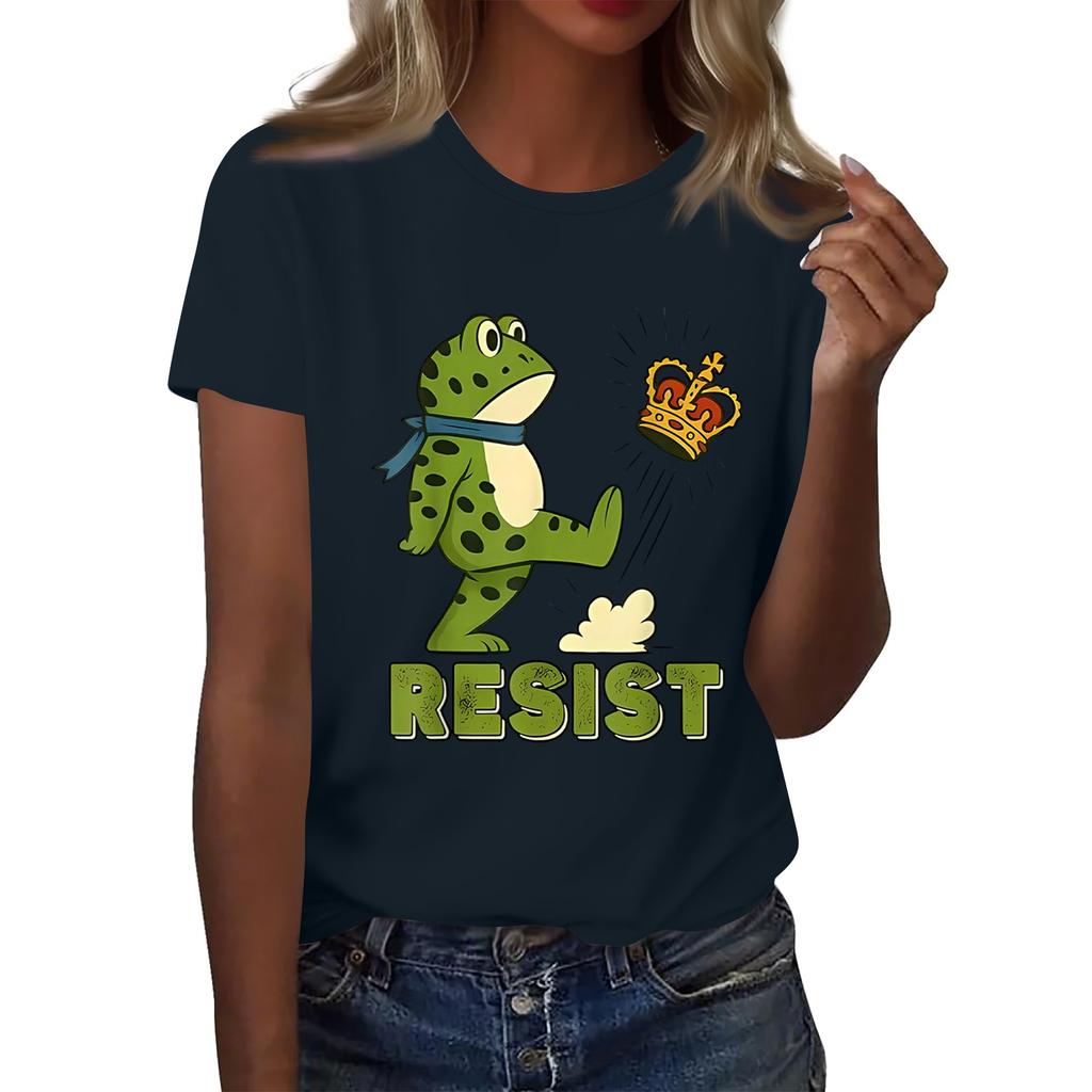 Women's Printed Round Neck Short Sleeve Top