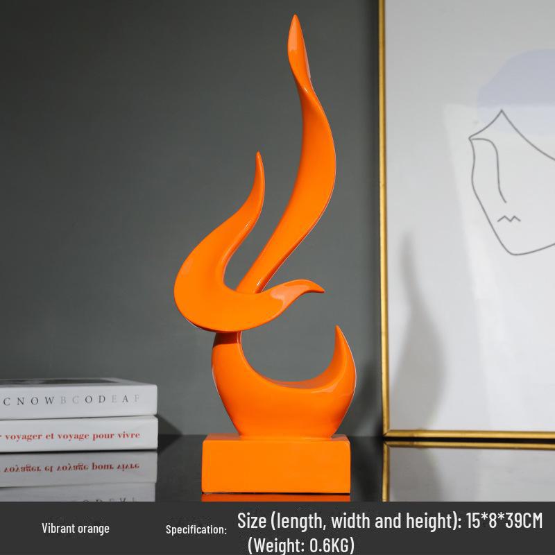 "Golden Flame Bird Ornament - Modern Resin Decor for Home, Wine Cabinet, or Office"