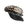 Leopards Print Studded Hat Buckles Trendy Hat Women Stylish Octagonal Hat for Trendy Women