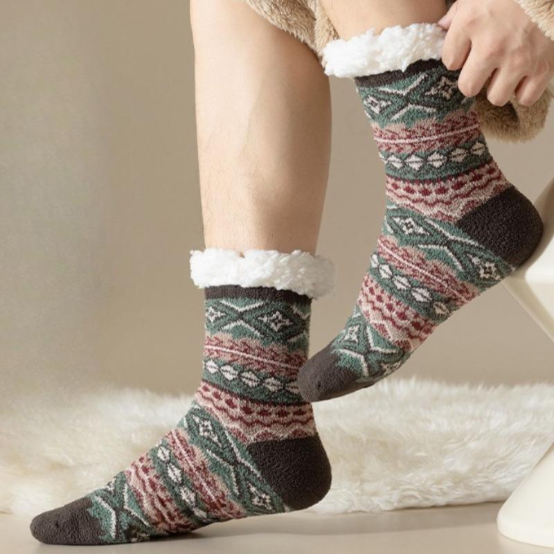 Ethnic Style Warm Socks Winter Home Floor Socks Thick Plush Men's Socks