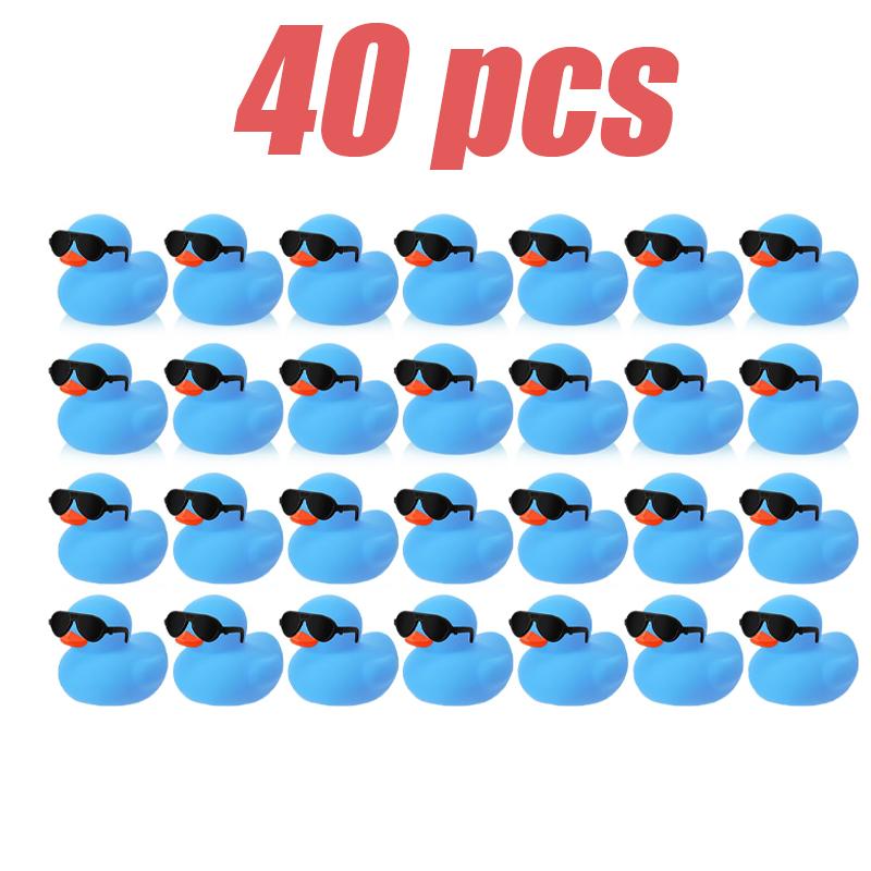 1-100Pcs Mini Rubber Ducks Blue Set In Bulk With Sunglasses Float Squeak Tiny Rubber Duck Toy For Party Birthday Supplies
