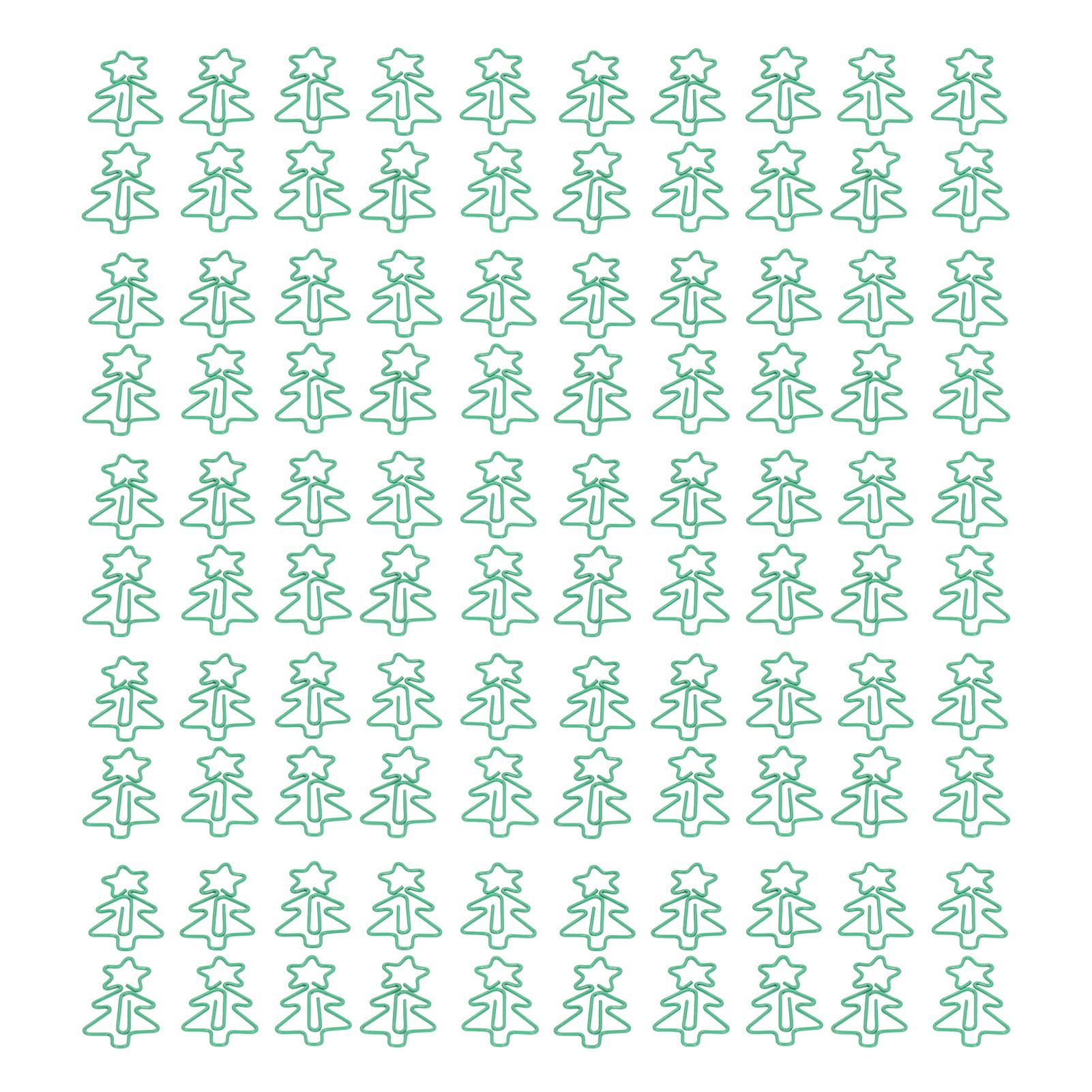 

100 шт. Формованные скрепки в форме зеленой рождественской елки для металлического процесса гальванизации портативный офис